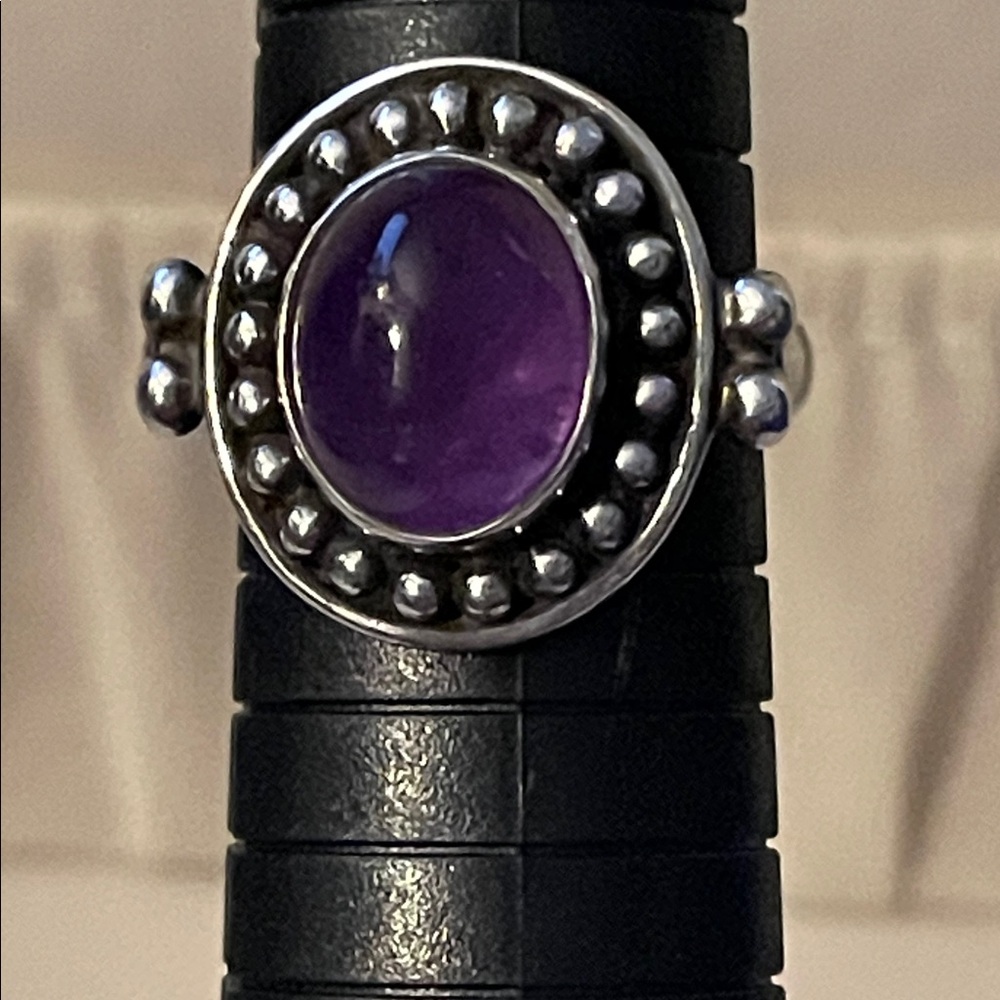 Elegant Sterling Silver and Purple Amethyst Ring